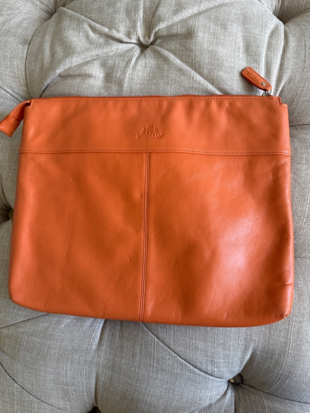 Rowallan Orange Genuine Leather Laptop Sleeve